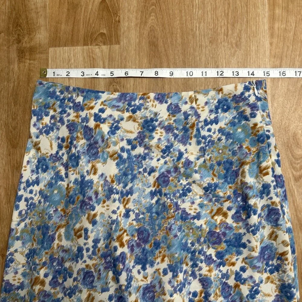 LUSH SKIRT WATERCOLOR PASTEL FLORAL SIZE M FAUX WRAP FLOWY LIGHTWEIGHT SOFT GIRL